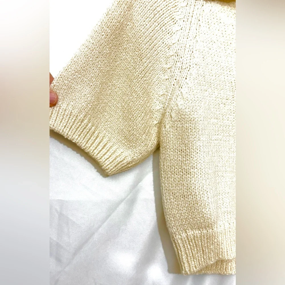 Sage The Label Scarlet Collared Cropped Cream Sweater Size Small